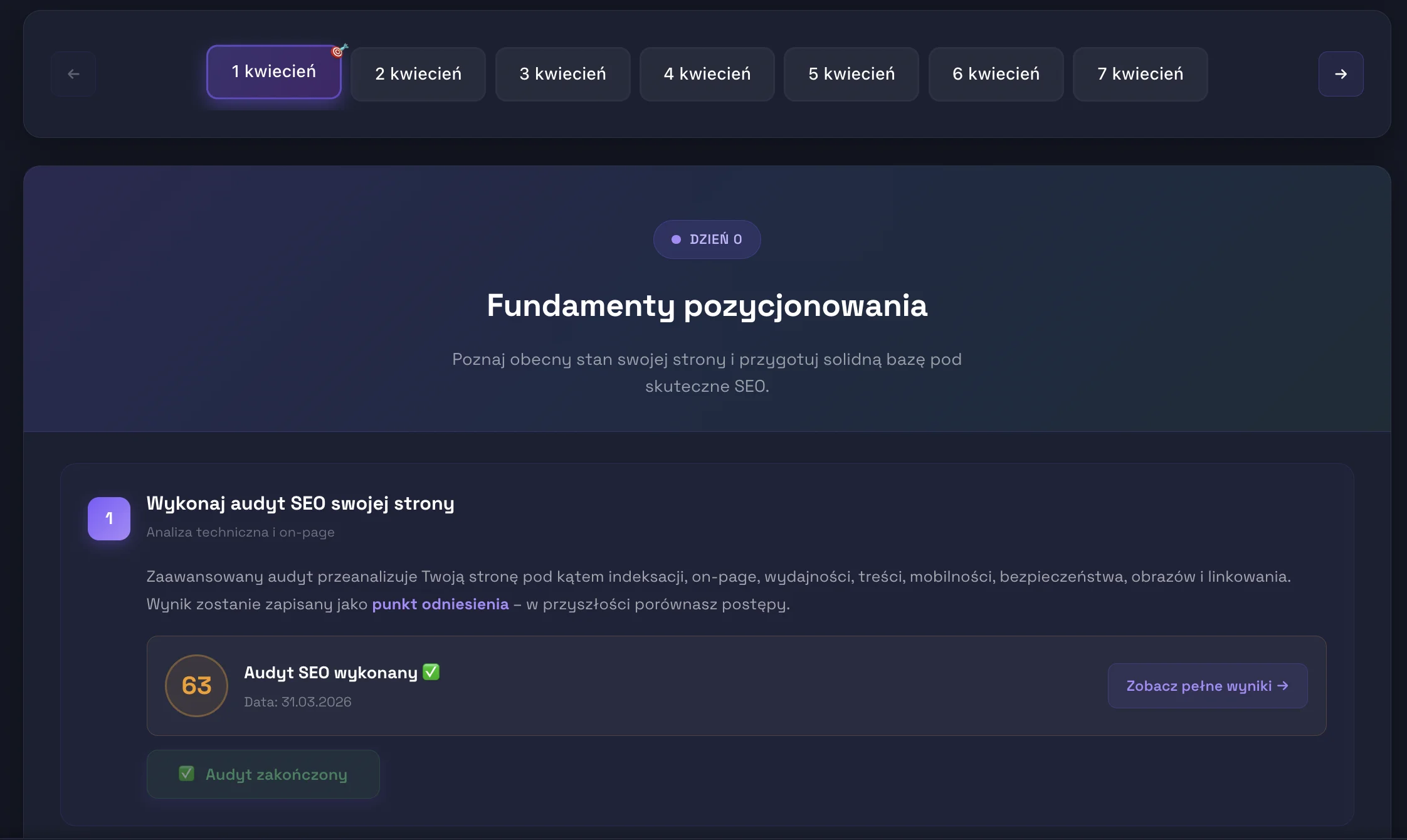 pierwsze zadanie z serii codziennych zadań do pozycjonowania stron internetowych w aplikacji seome.pl