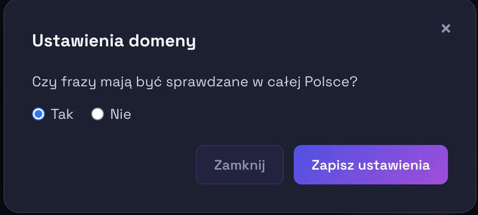 możliwość ustawienia lokalizacji podczas sprawdzania pozycji w wyszukiwarce google w panelu seome.pl